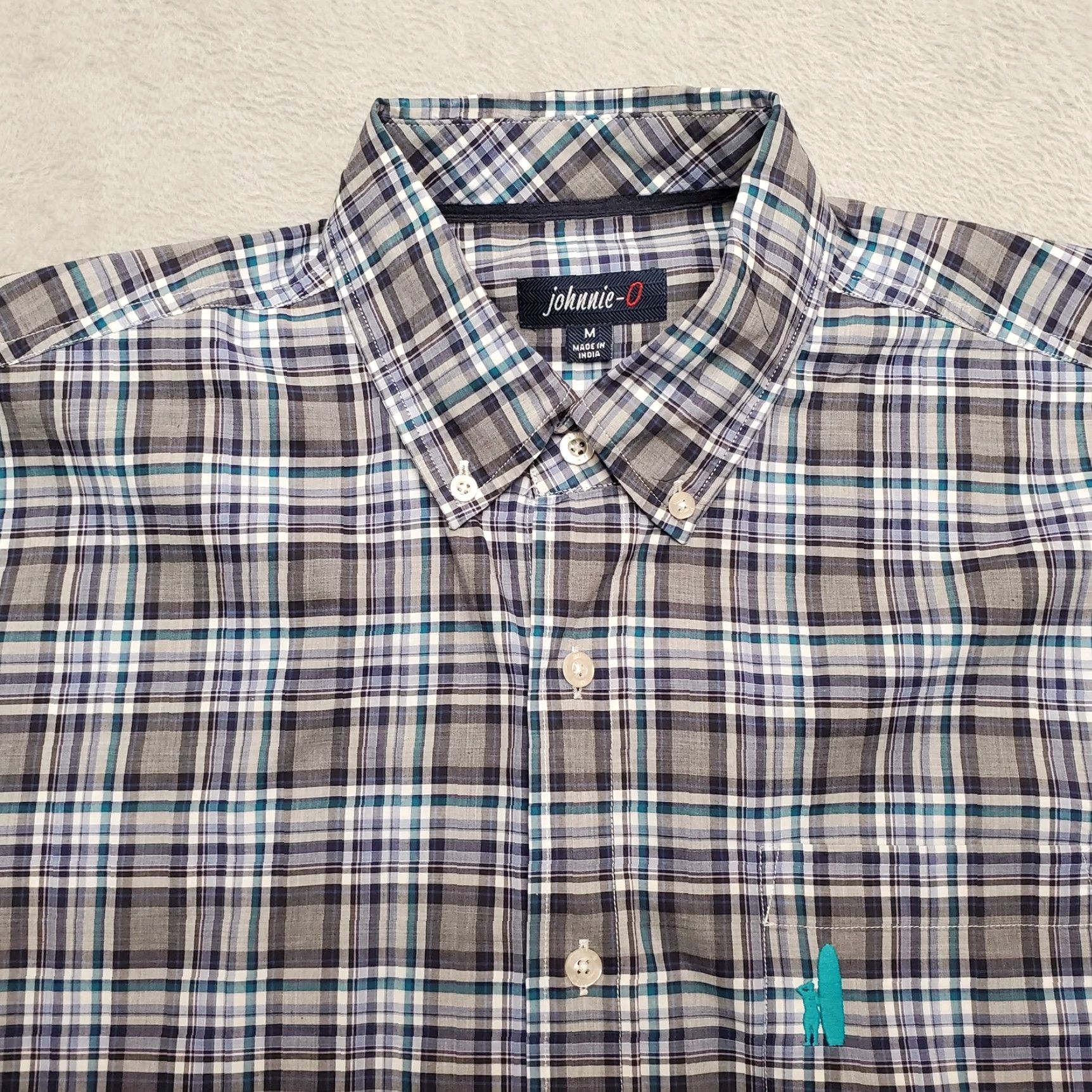 johnnie-O Johnnie-O Shirt Mens M Gray Blue Plaid 100% Cotton Long Sleeve Button-Up Casual Classic Size US M / EU 48-50 / 2 - 2 Thumbnail