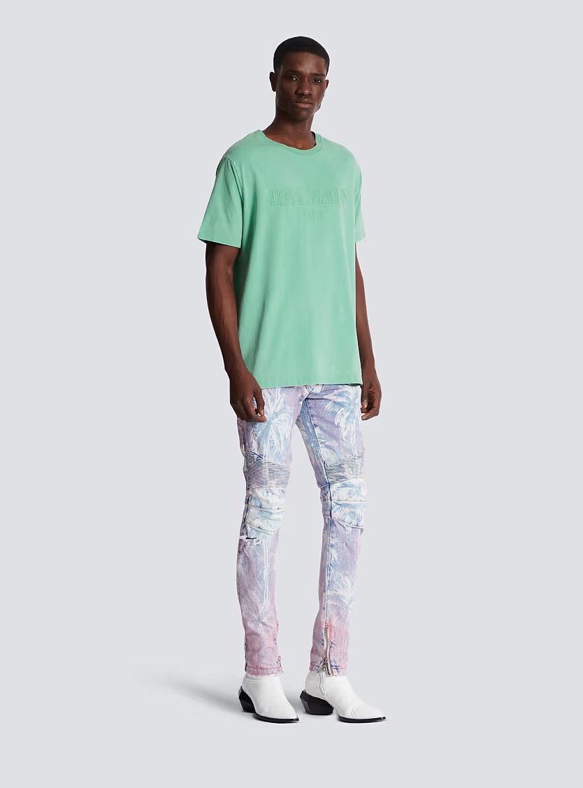 Balmain o1s1wg110925 Loose T-Shirt in Green Size US L / EU 52-54 / 3 - 2 Thumbnail