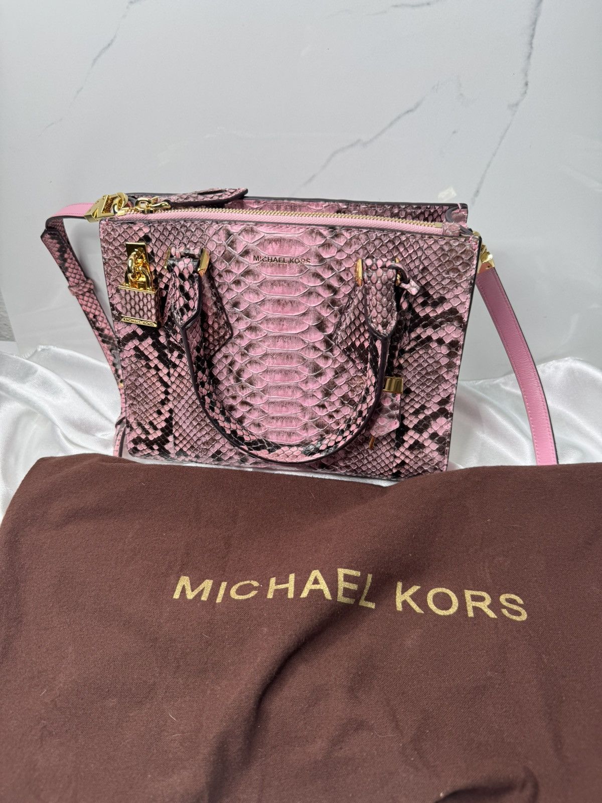 Michael Kors RARE 2015 Michael Kors Pink Python Casey Satchel Bag Size ONE SIZE - 17 Thumbnail