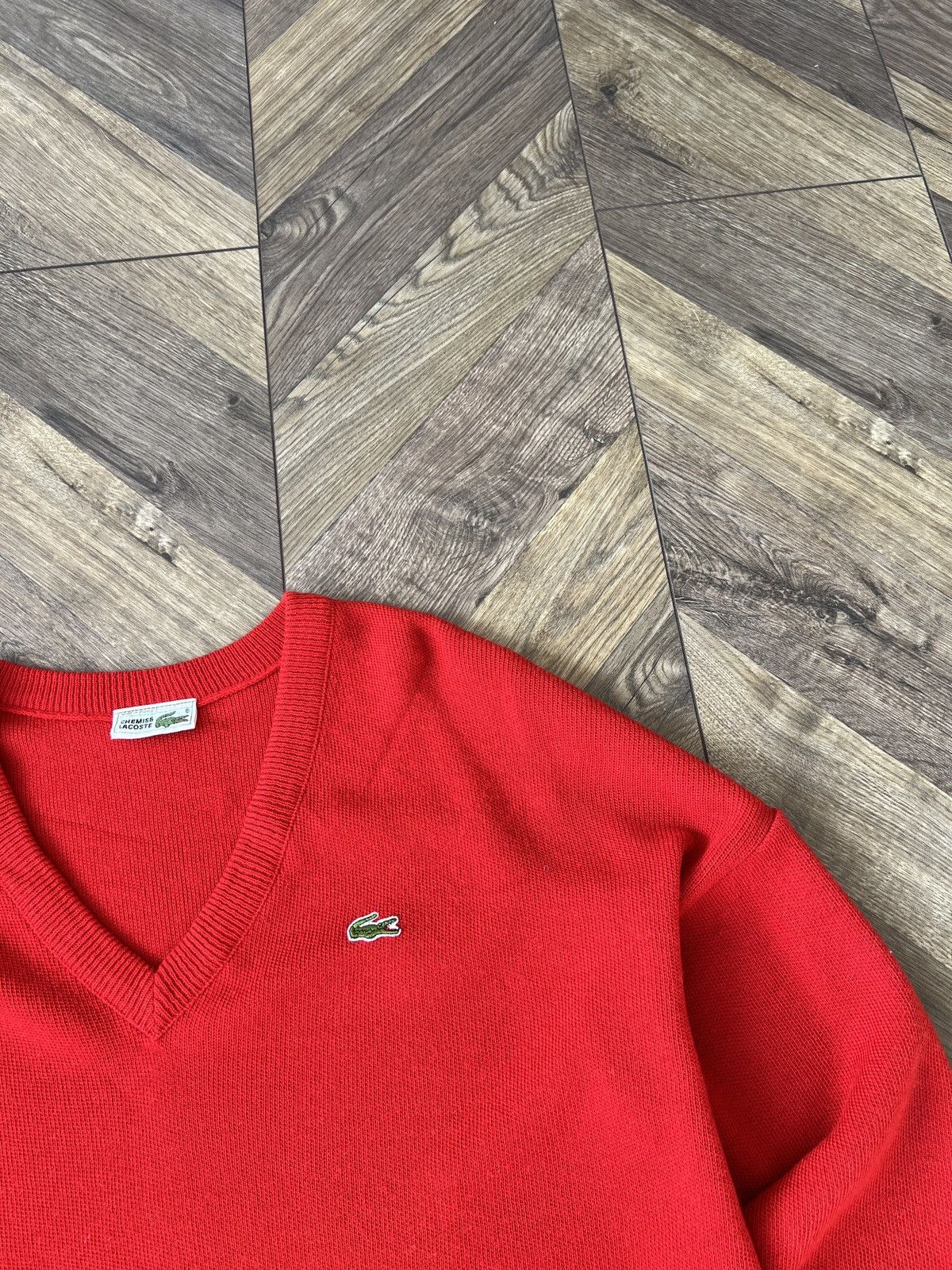 Designer × Lacoste × Vintage Vintage Lacoste V-neck knitted sweater Size US L / EU 52-54 / 3 - 9 Thumbnail