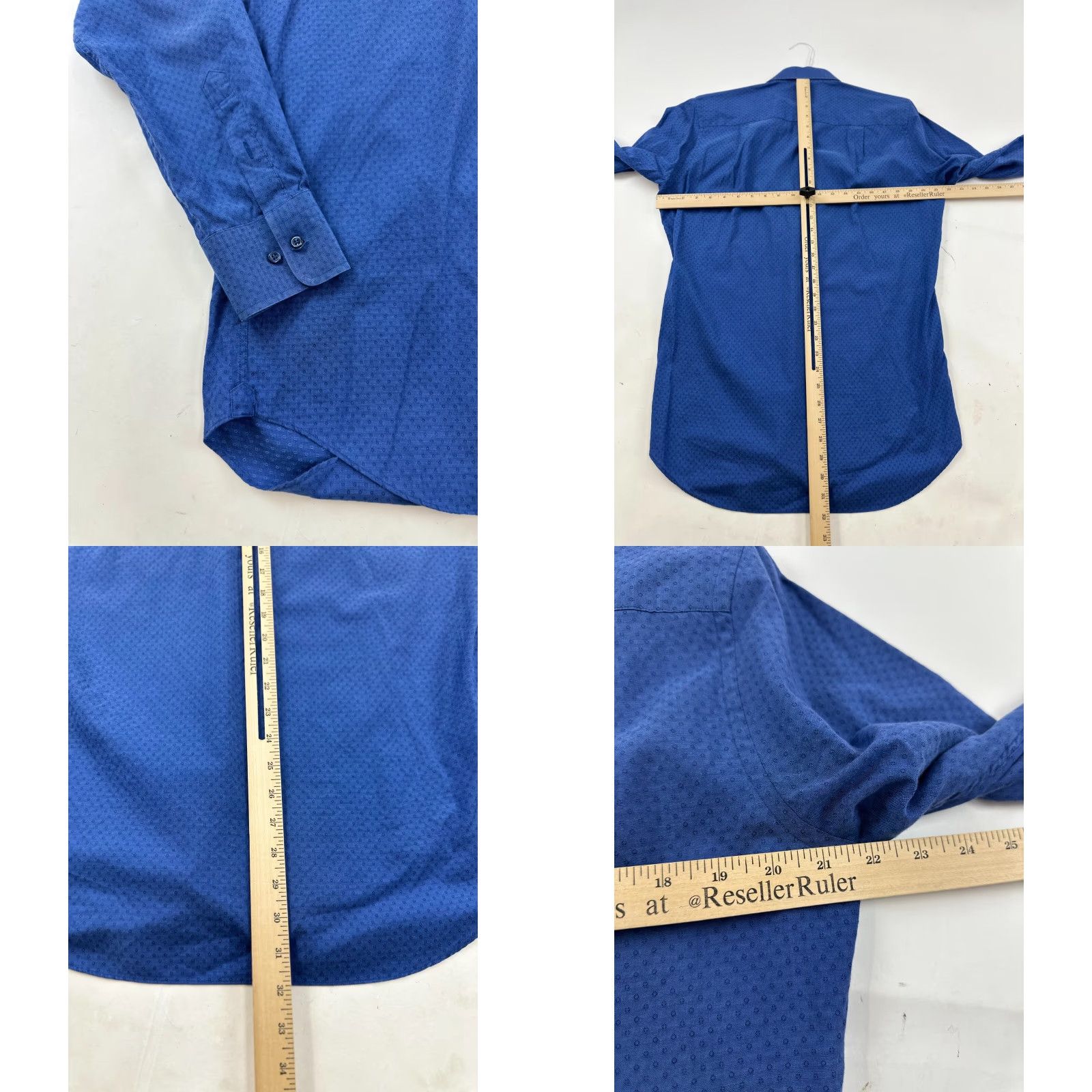 David Donahue David Donahue Shirt Mens 16 Blue Polka Dot Dress Trim Fit Long Sleeve Button Up Size 42R - 8 Thumbnail