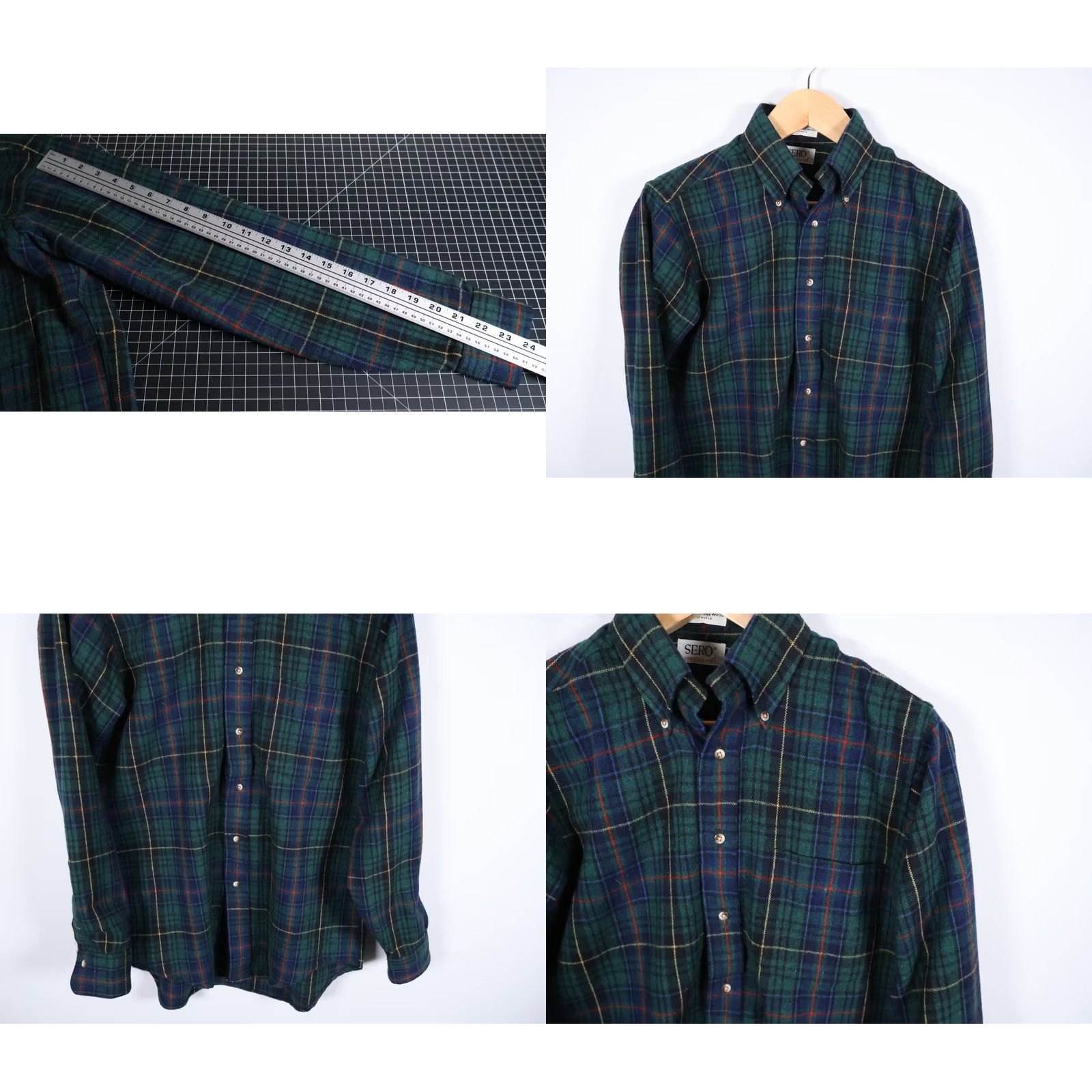 Vintage VTG 90s Sero Wool Blend Flannel Shirt Men's Medium Green Yellow Plaid Grunge Size US M / EU 48-50 / 2 - 8 Thumbnail