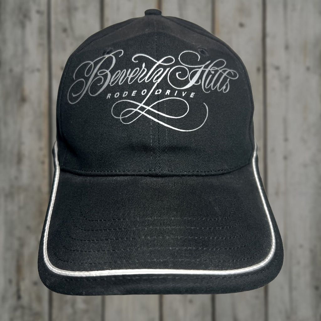Vintage VINTAGE Rodeo Drive Beverly Hills Hat Strapback Black Silver Cotton Men One Size Adjustable Baseball Cap Size ONE SIZE - 1 Thumbnail