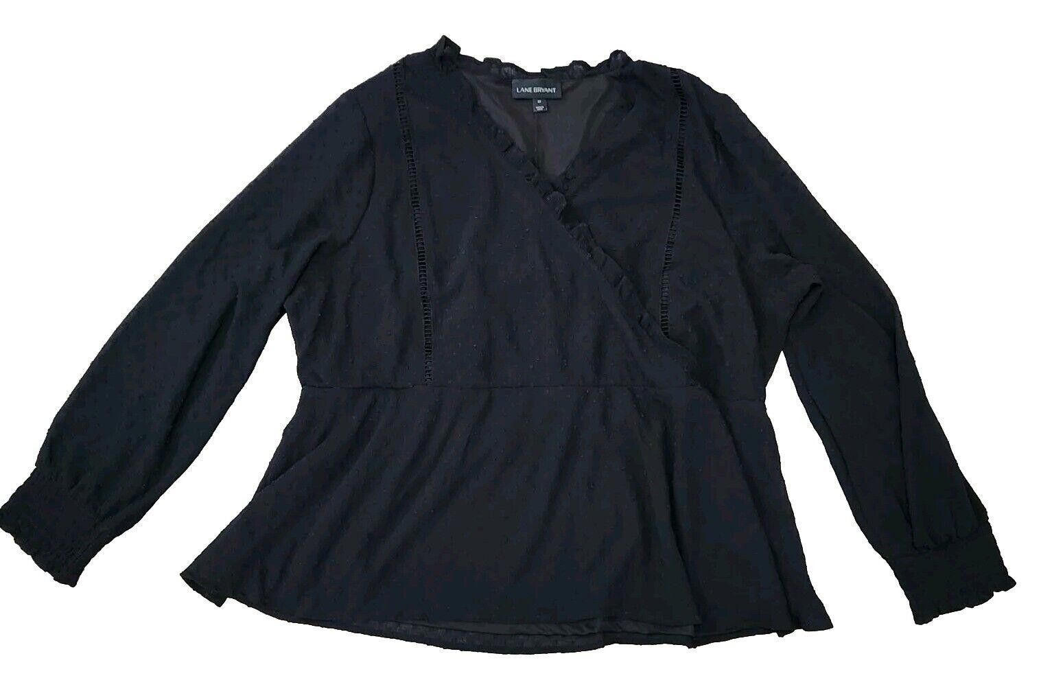 Designer Lane Bryant Blouse Plus 22 Black V Neck Boho Sheer Peasant Size 3XL / US 20-22 - 1 Thumbnail