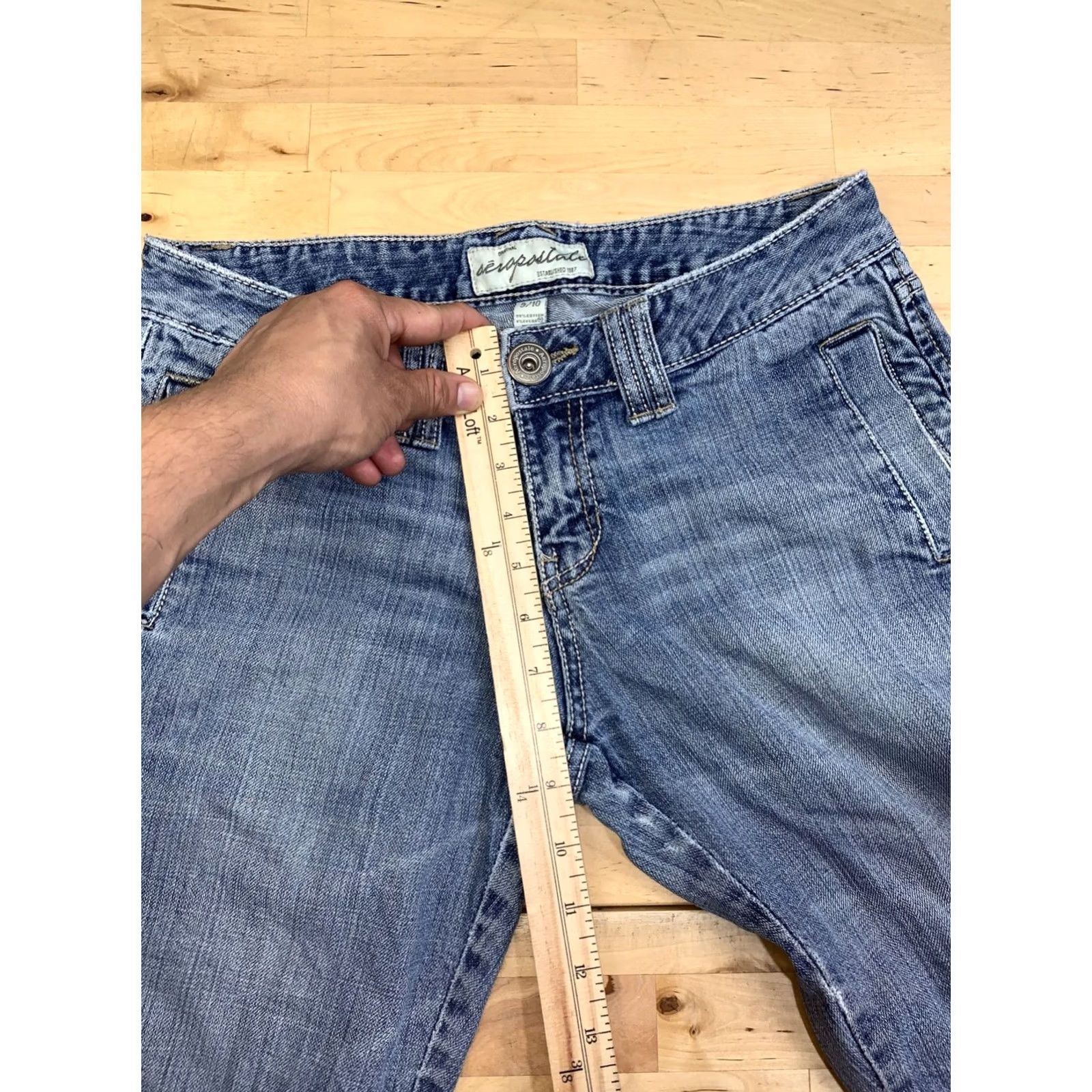 Vintage Aéropostale Bermuda Denim Shorts Women 9/10 Blue Casual 13269 Bermuda Fashion 5-Pocket Mens? Size 32" / US 10 / IT 46 - 5 Thumbnail