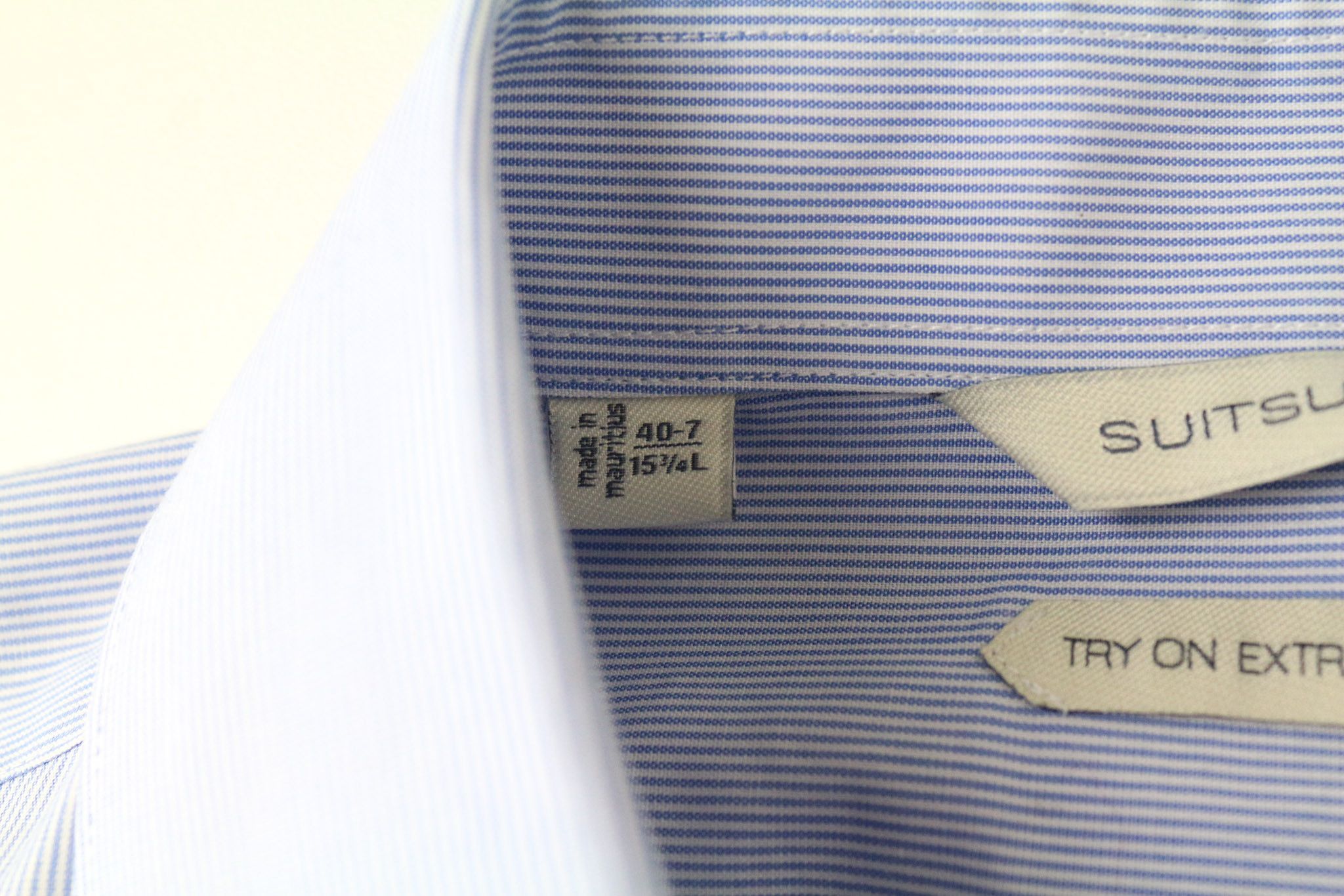 Suitsupply 40-7/15 3/4L Extra Slim Blue Cotton Striped Shirt 78459 Size 40R - 5 Thumbnail