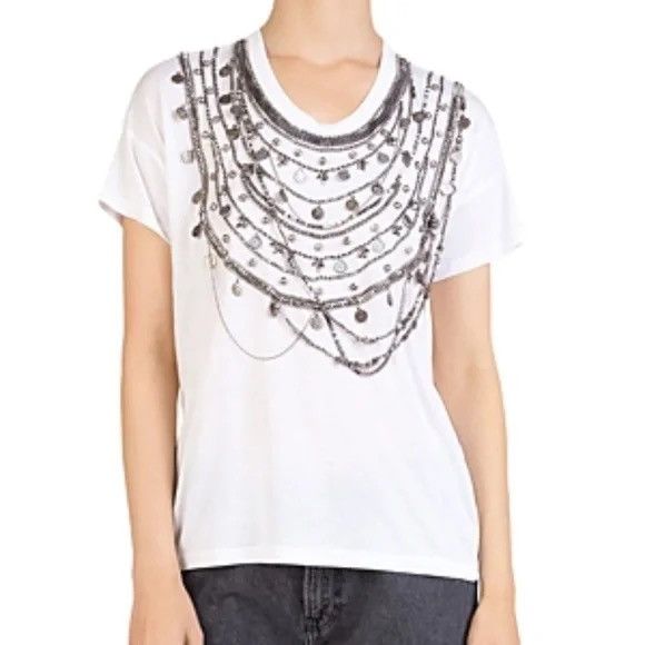 The Kooples The Kooples Embellished Plastron Necklace Jersey Tee Size 2 Size M / US 6-8 / IT 42-44 - 1 Thumbnail