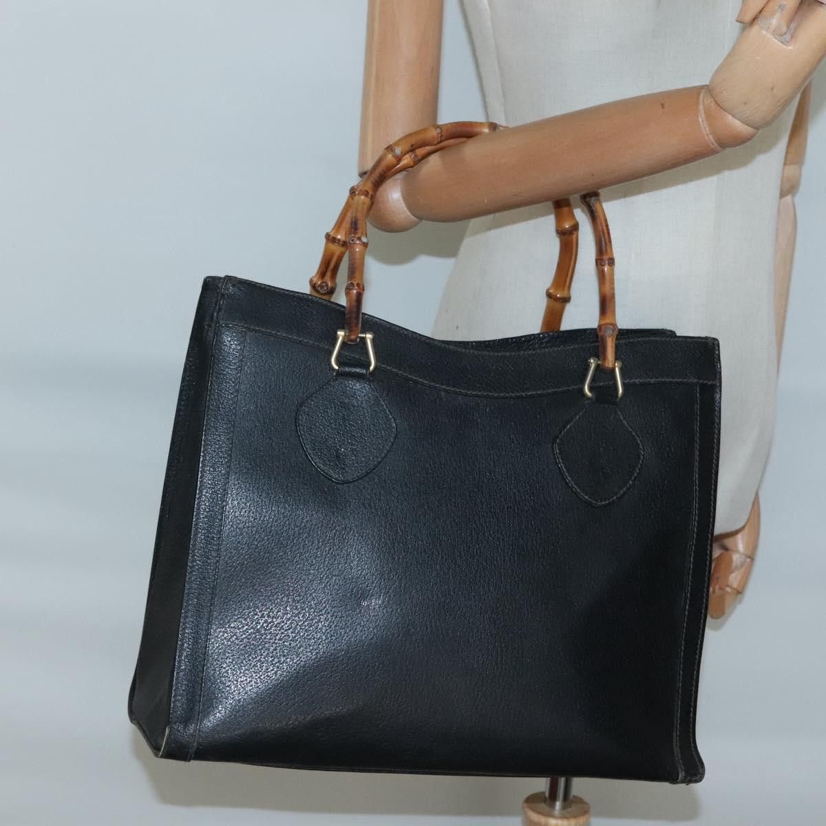 Gucci GUCCI Bamboo Hand Bag Leather Black Gold 002 1186 002 1186 Size ONE SIZE - 22 Thumbnail