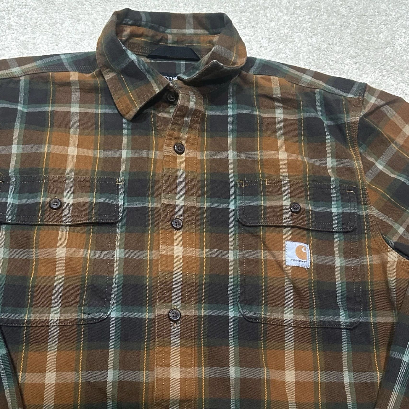 Carhartt Carhartt Button-Up Shirt Mens Small Orange Brown Plaid Loose Fit Size US S / EU 44-46 / 1 - 3 Thumbnail
