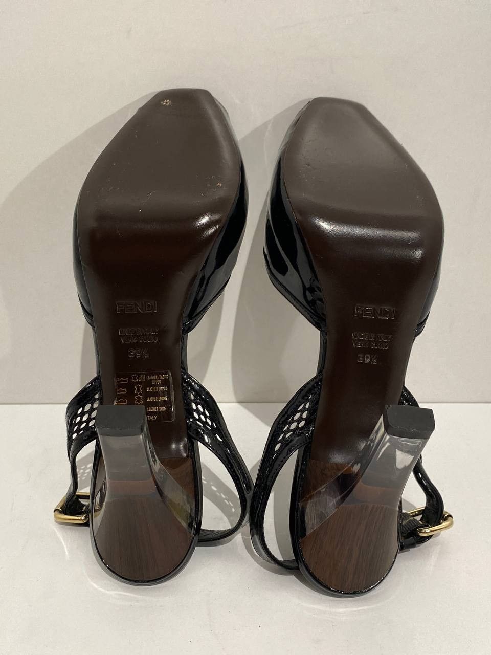 Fendi Fendi Slingback Patent Leather Peep Toe Sandals Heels Size US 9.5 / IT 39.5 - 10 Thumbnail