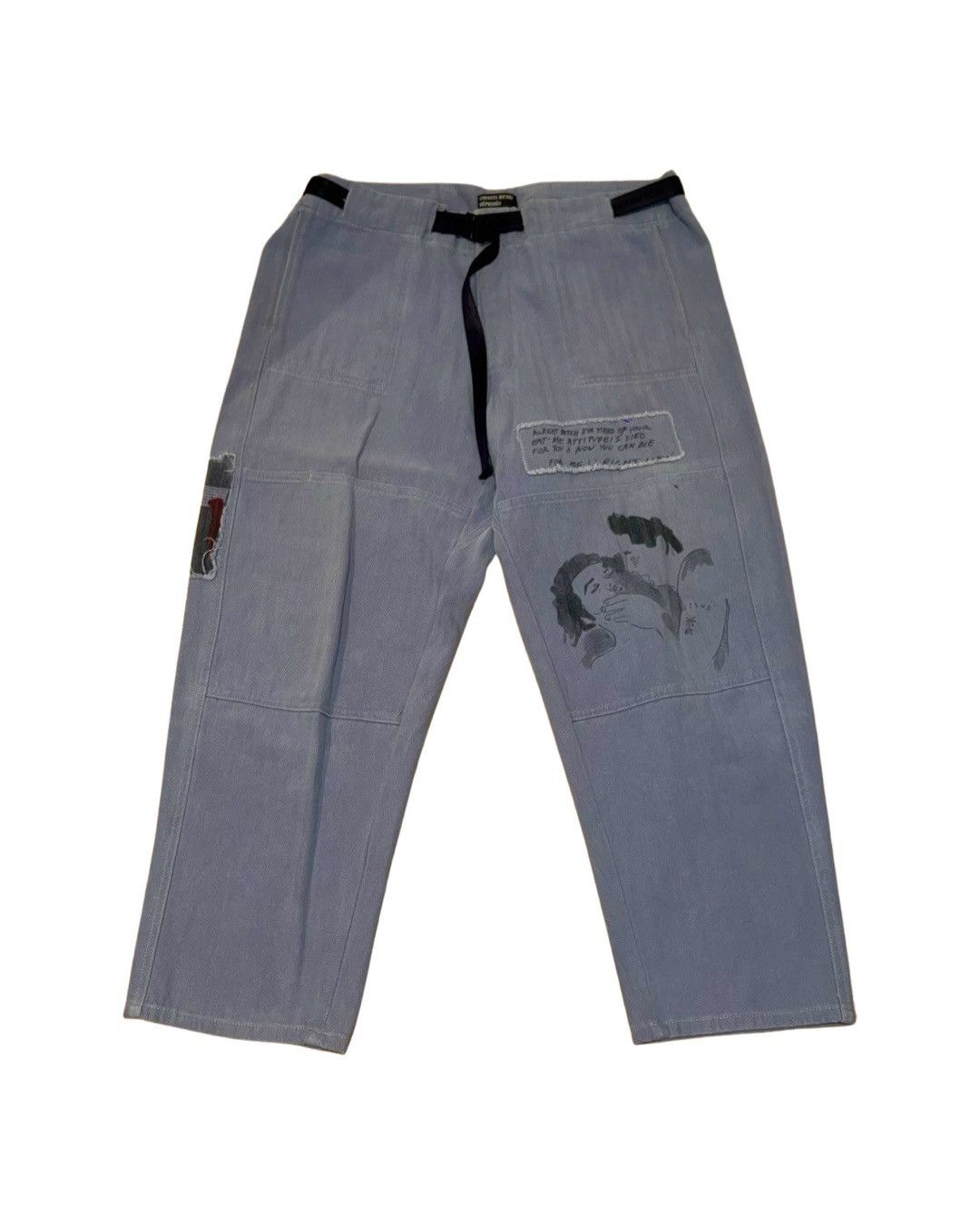 Enfants Riches Deprimes Patchwork herringbone cotton vintage wash pants Size US 32 / EU 48 - 1 Thumbnail