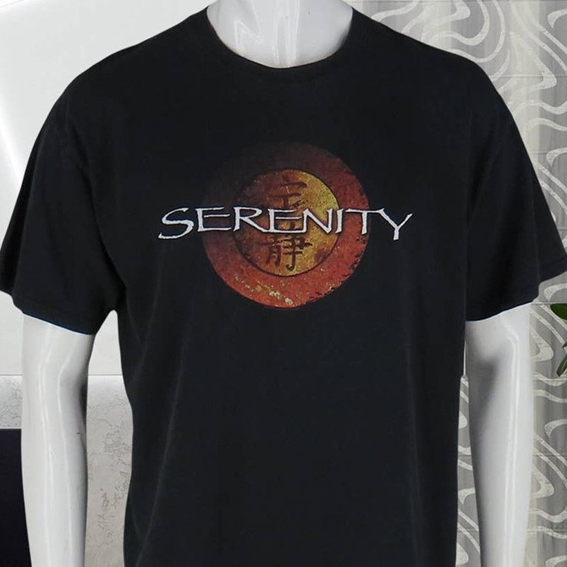 Vintage Serenity FireFly Tee L: Retro Fusion, Sunset Art