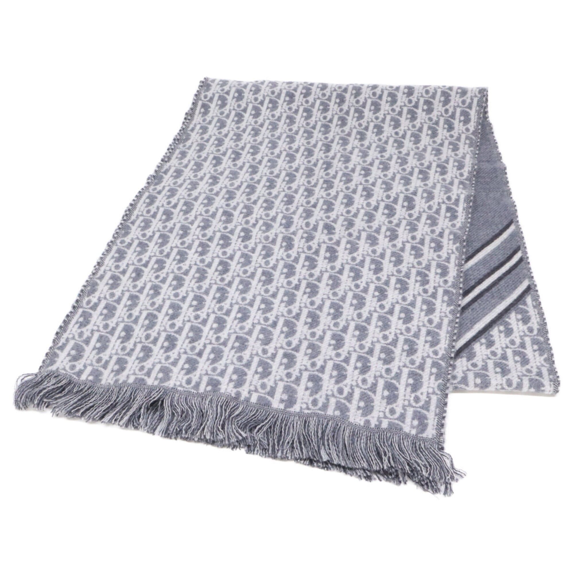 Dior Christian Dior DIOR 18E0005A0479 Oblique Wool Stole Scarf, Gray, Women's Size ONE SIZE - 1 Thumbnail