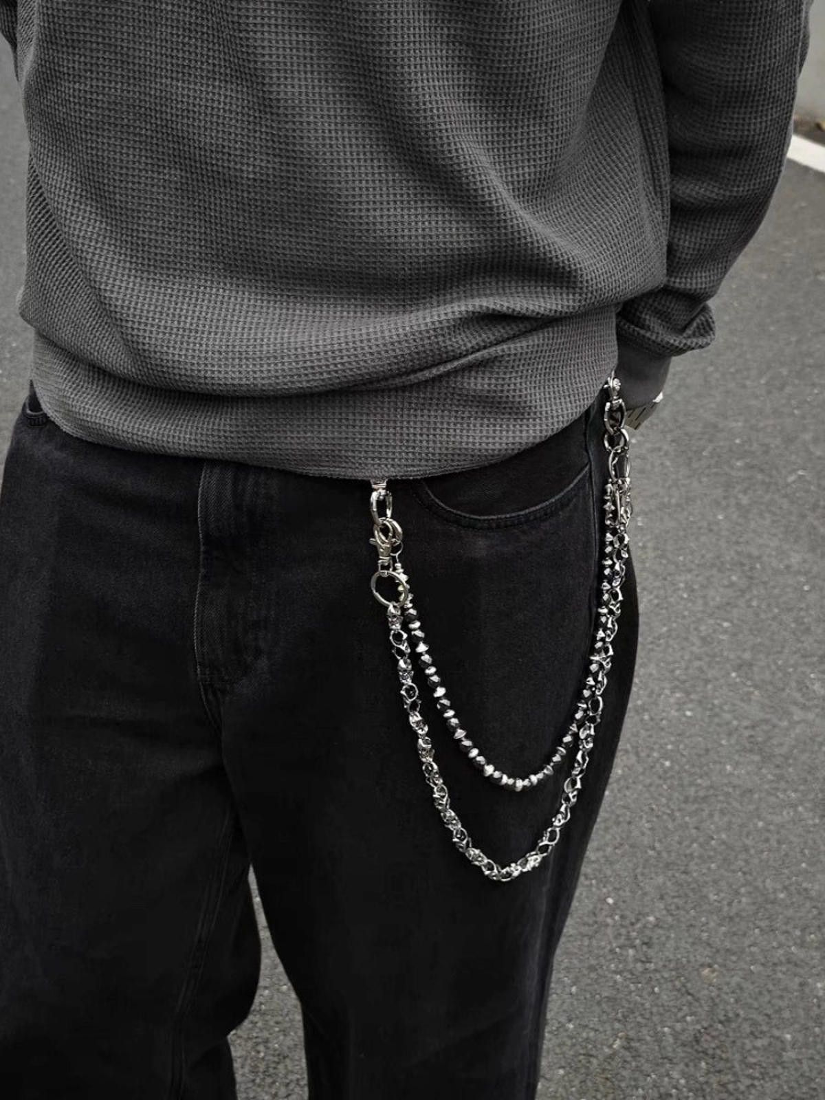 Jewelry Silver Double Chain Wallet Accessory, Men's Chain Size ONE SIZE - 3 Thumbnail