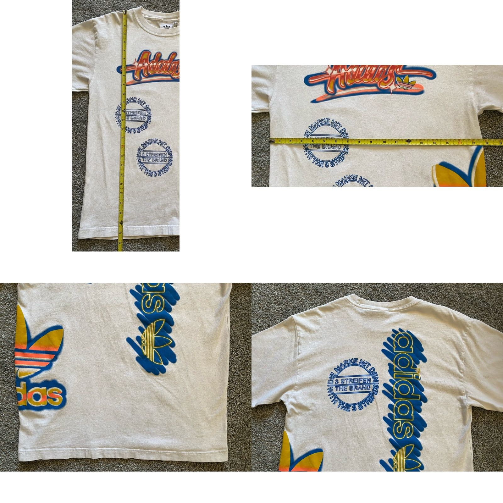 Adidas VINTAGE Adidas The 3 Stripes Graffiti Street Logo Shirt Men’s S White Size US S / EU 44-46 / 1 - 8 Thumbnail