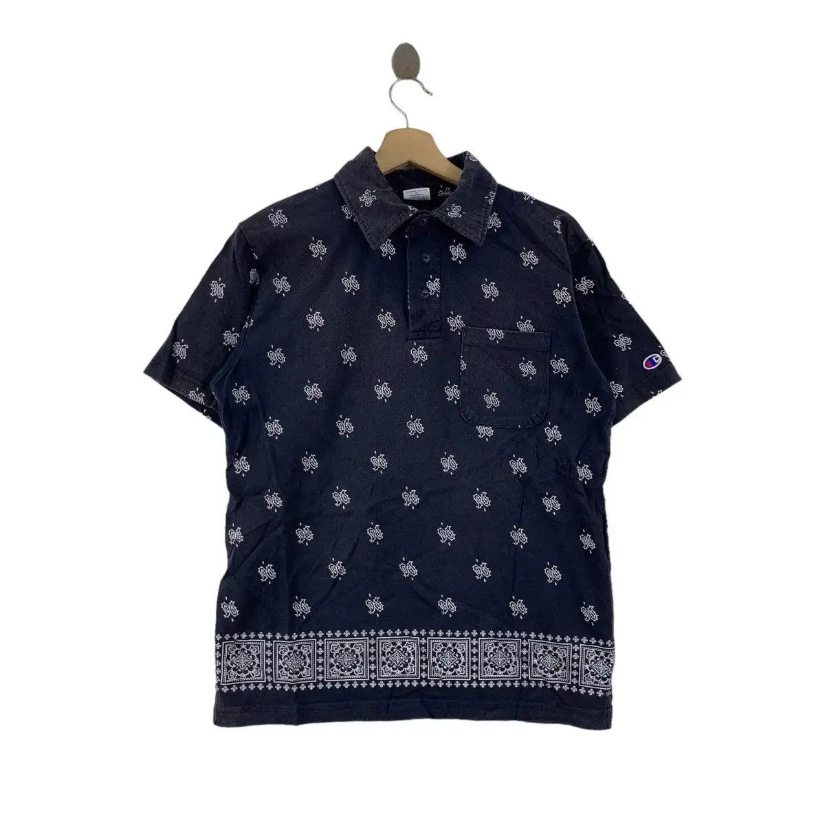 Champion Vintage CHAMPION PAISLEY AOP All Over Print Polo Tee Shirt Size US M / EU 48-50 / 2 - 1 Thumbnail