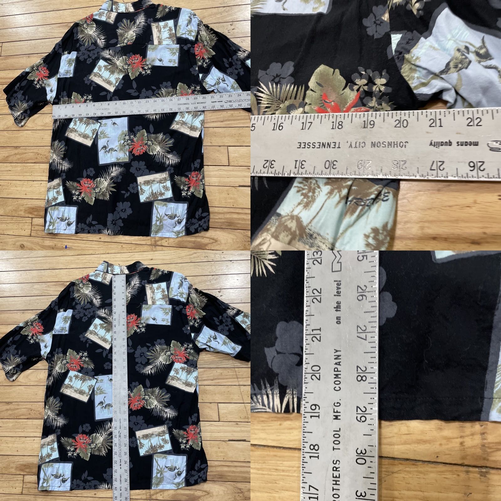 Paradise PARADISE AXIS Hawaiian Rayon Shirt Men L Floral Crane Stork Egret Button-Up, Short Sleeve, Multicolor, 100% Viscose, Casual Shirt Mens Size US L / EU 52-54 / 3 - 8 Thumbnail