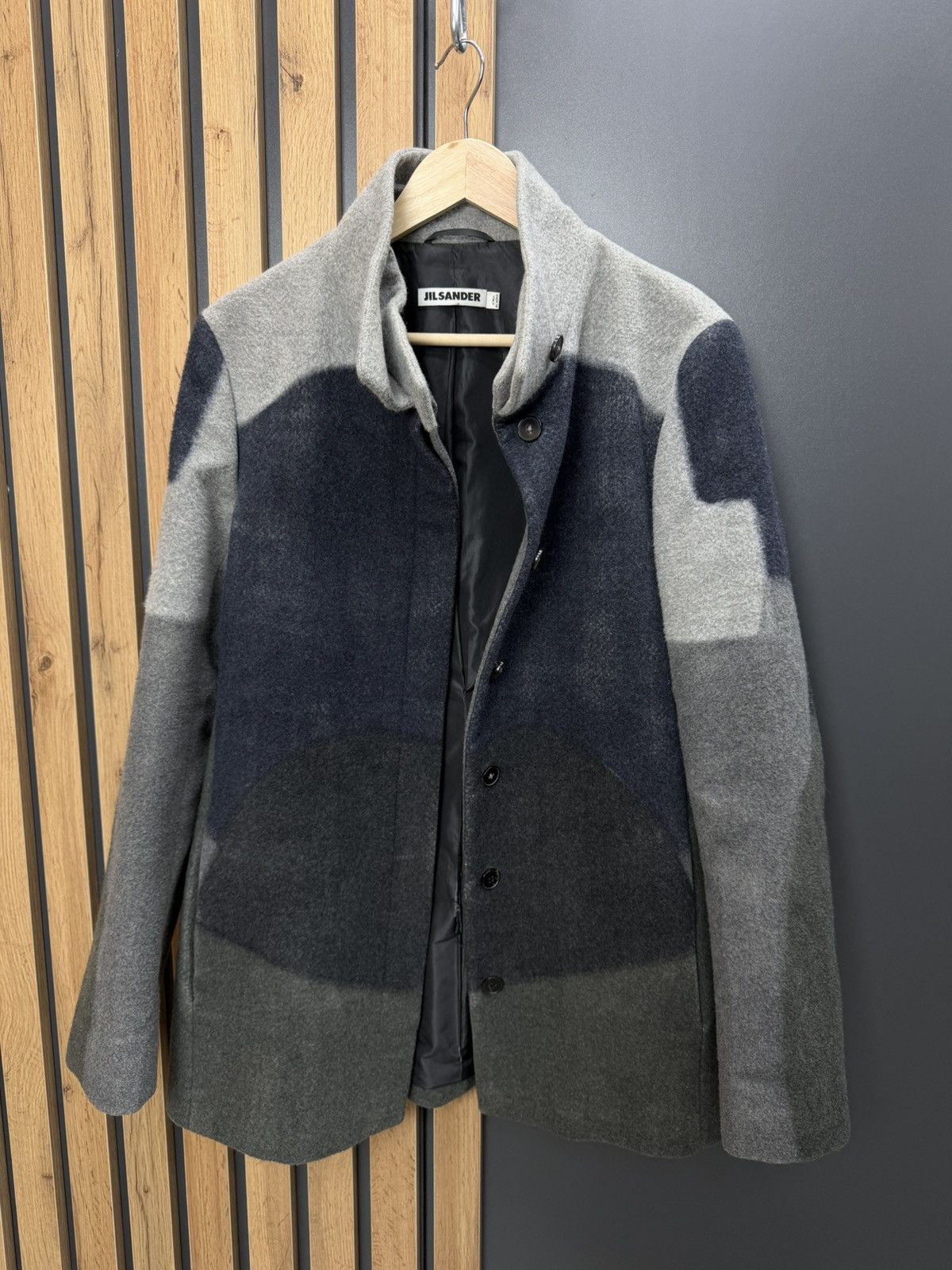 Jil Sander Jil Sander Women Wool Coat Grey Navy Colorblock Size 42 Size M / US 6-8 / IT 42-44 - 1 Thumbnail