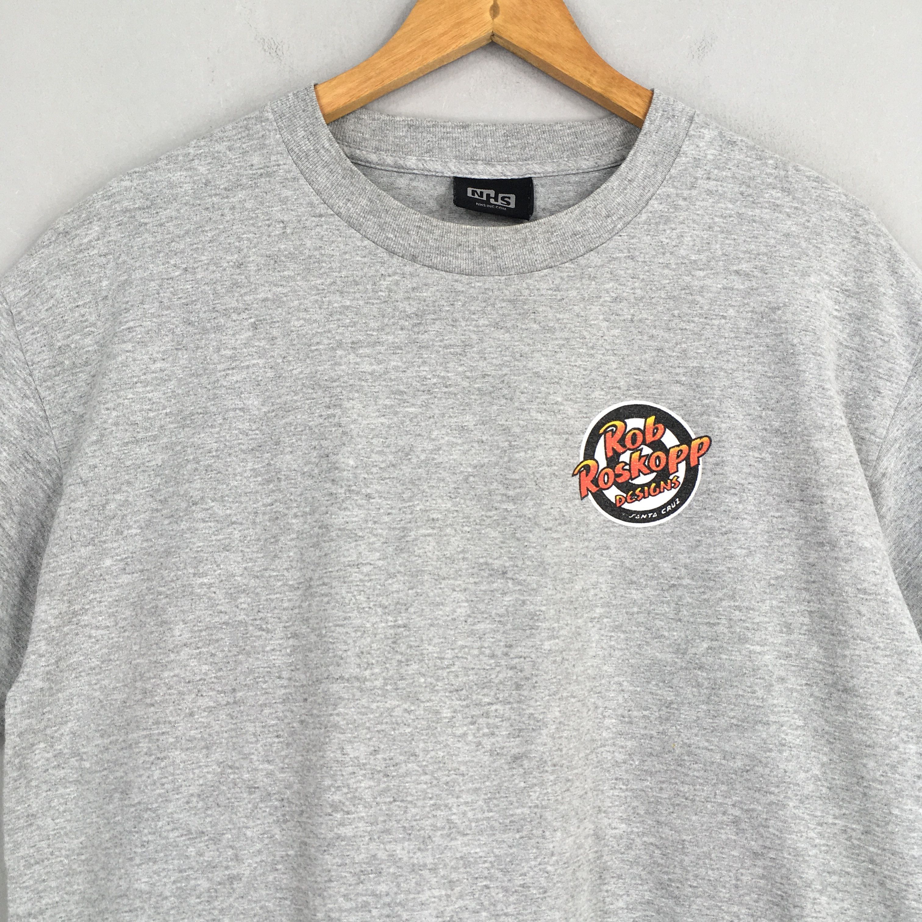 Santa Cruz Skateboards Vintage 90's Rob Roskopp Pushead Design Gray T shirt Medium Size US M / EU 48-50 / 2 - 4 Thumbnail