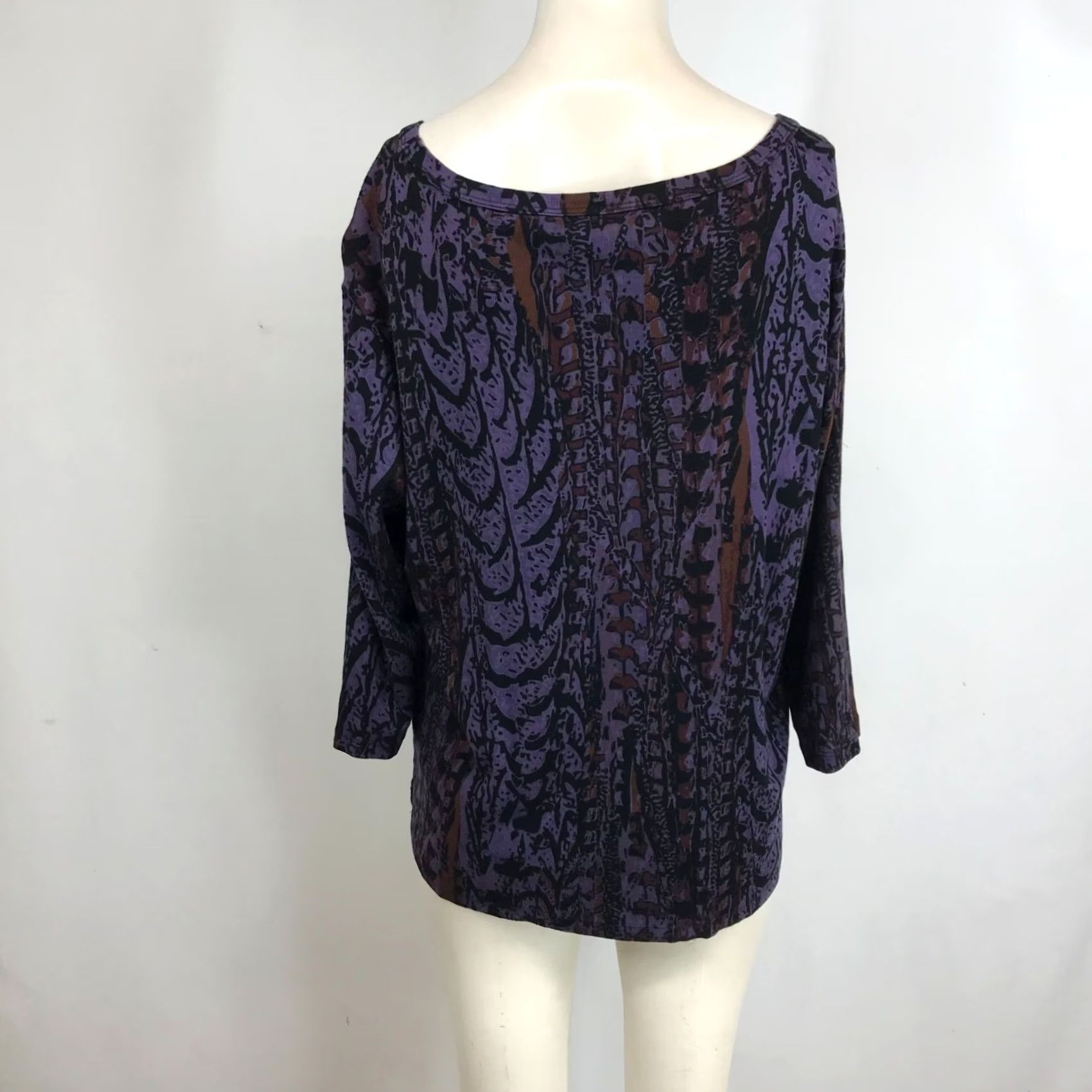 Vintage PRAIRIE COTTON Womens Medium Purple Long Sleeve V Neck 100% Cotton Top Shirt Size M / US 6-8 / IT 42-44 - 5 Thumbnail
