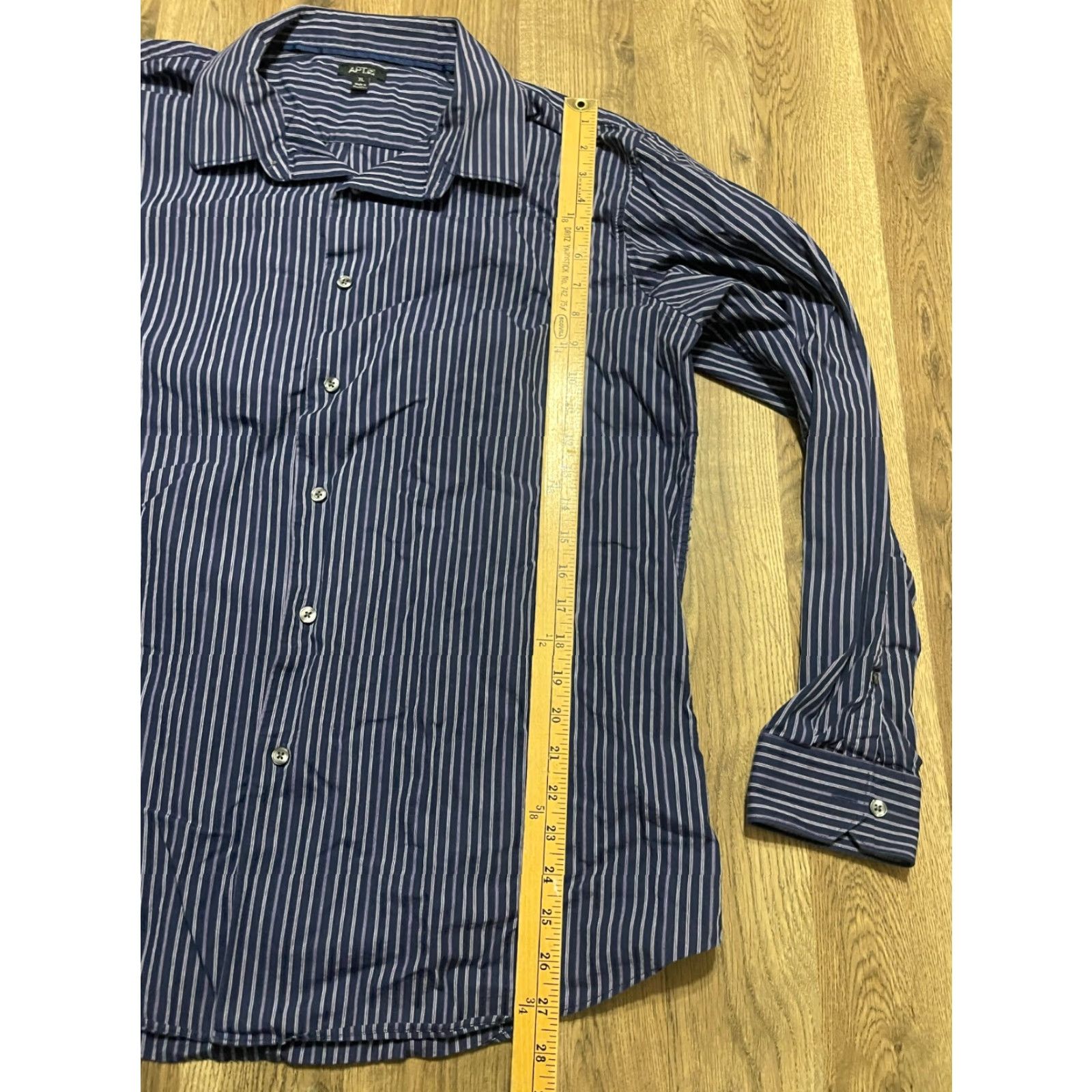 Apt. 9 Apt. 9 Shirt Mens XL Blue Pink Striped Button Up Long Sleeve Size US XL / EU 56 / 4 - 7 Thumbnail