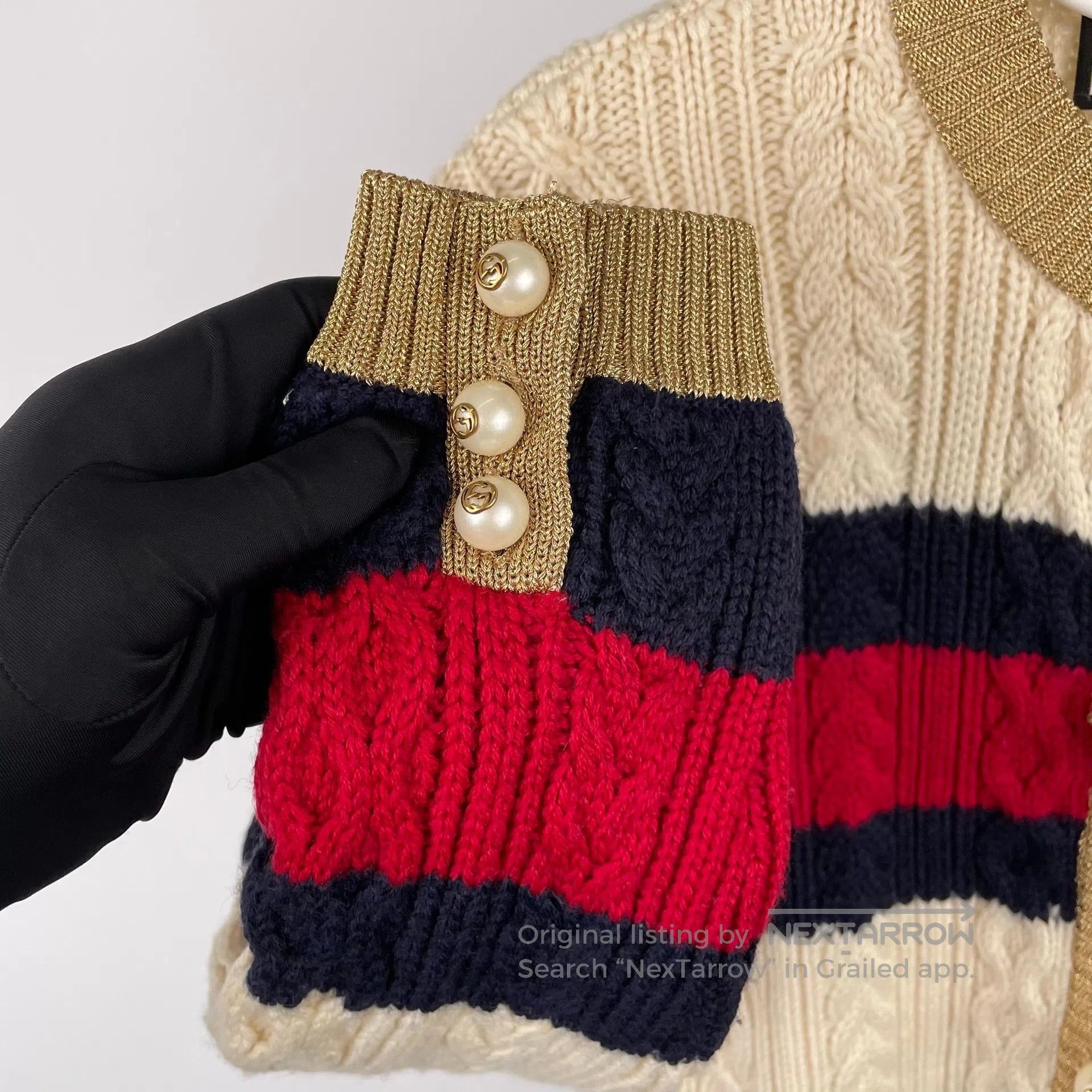 Gucci Guicci Color-blocked Striped Pearl Button Wool Long-sleeve Size US S / EU 44-46 / 1 - 5 Thumbnail