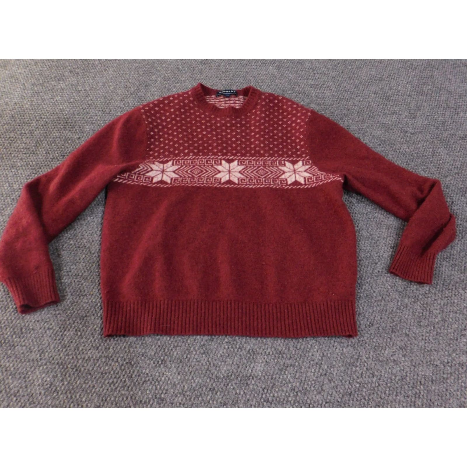 Vintage Crown & Ivy Sweater Mens Large Red Fair Isle Crewneck Pullover Lambswool Nylon Knit Winter Size US L / EU 52-54 / 3 - 2 Thumbnail