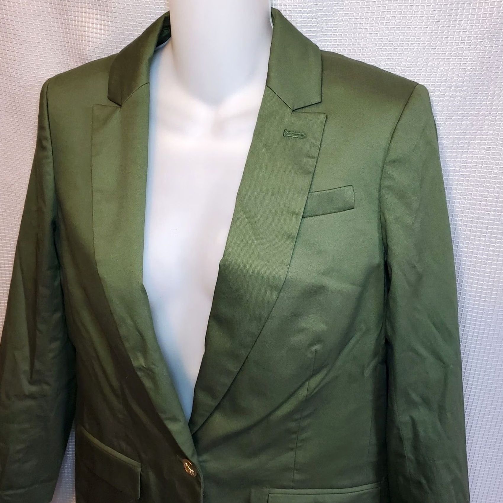 J.Crew J.CREW Alfie Blazer Cotton Womens Sz 2 Kelly Green One Button Preppy Classic Blazer Shirt Jacket Dressy Workwear Spring Summer Fall Womens Size XS / US 0-2 / IT 36-38 - 3 Thumbnail