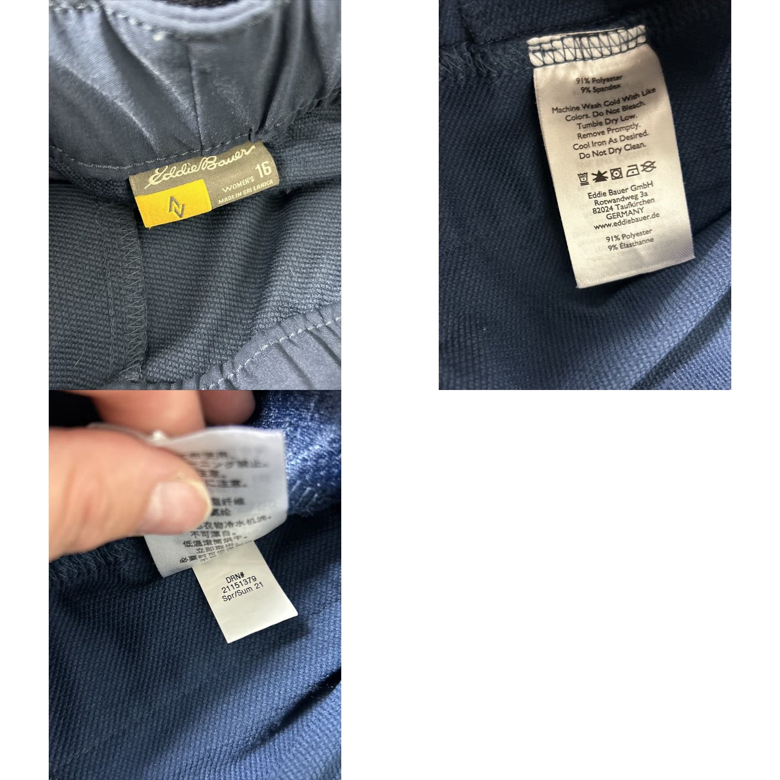 Eddie Bauer Eddie Bauer Womens Size 16 Travex Belted Navy Pants Cargo Cropped 36x23 Size 38" / US 16 / IT 52 - 9 Thumbnail