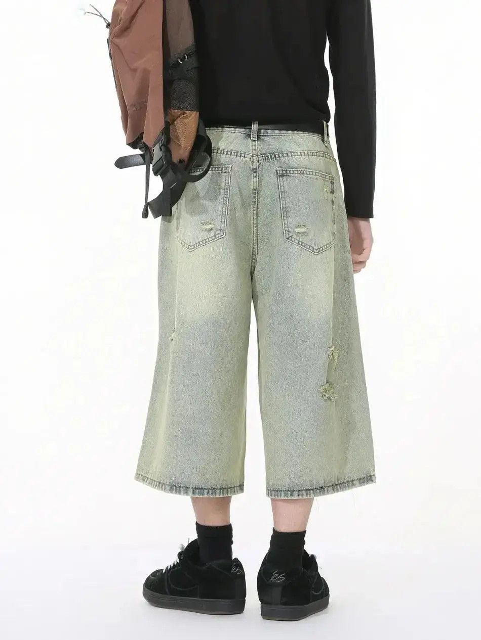 Japanese Brand Retro high street wide leg denim shorts Size US 32 / EU 48 - 2 Thumbnail