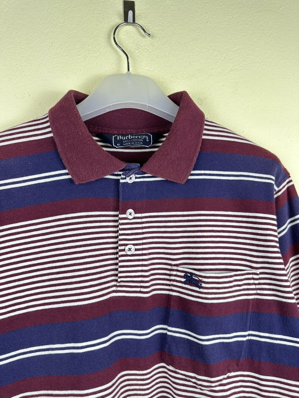 Burberry Vintage Burberry USA Stripe Single Stitch Polo A210 Size US M / EU 48-50 / 2 - 2 Thumbnail