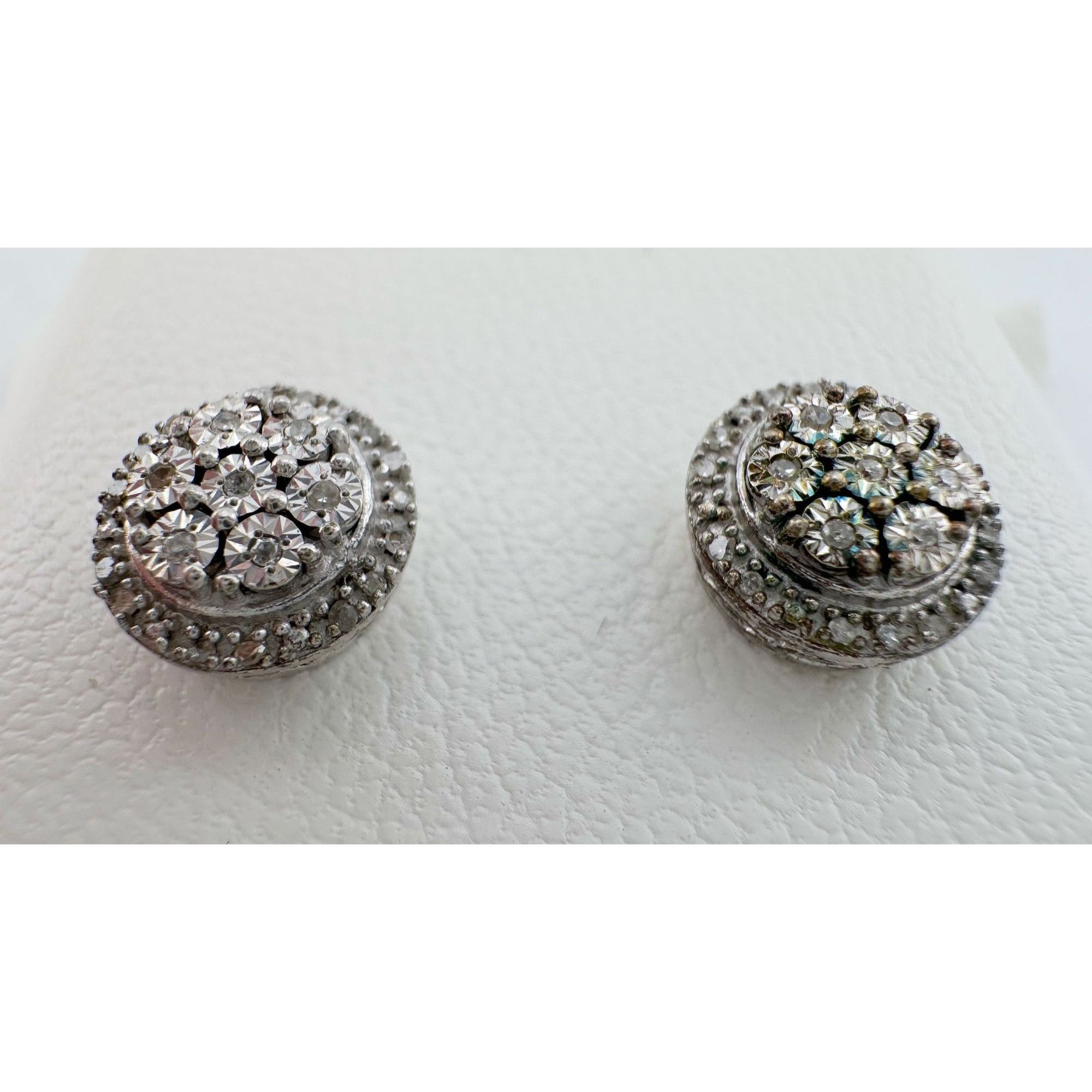 Other Natural Diamond Halo Stud Earrings in Sterling Silver Size ONE SIZE - 6 Thumbnail