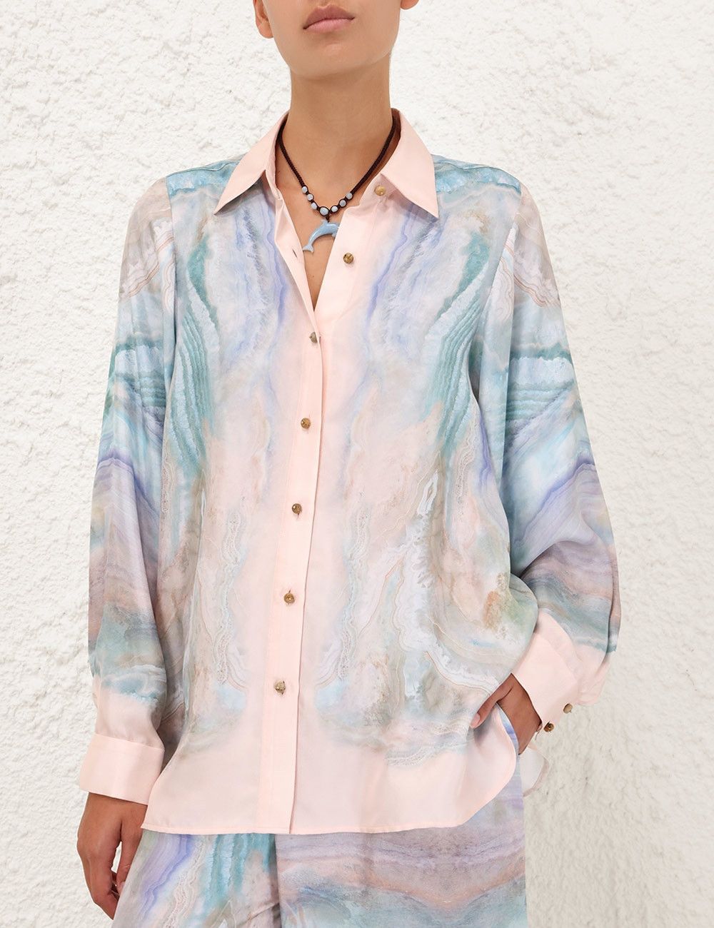 Zimmermann oc11z0226 Illuminate Relaxed Shirt In Multicolor Size L / US 10 / IT 46 - 2 Thumbnail