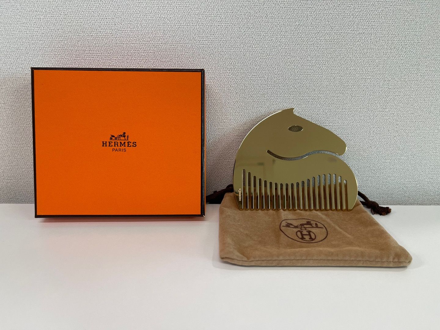 Hermes Horse Cheval Gold Metal Comb Super Rare!!!