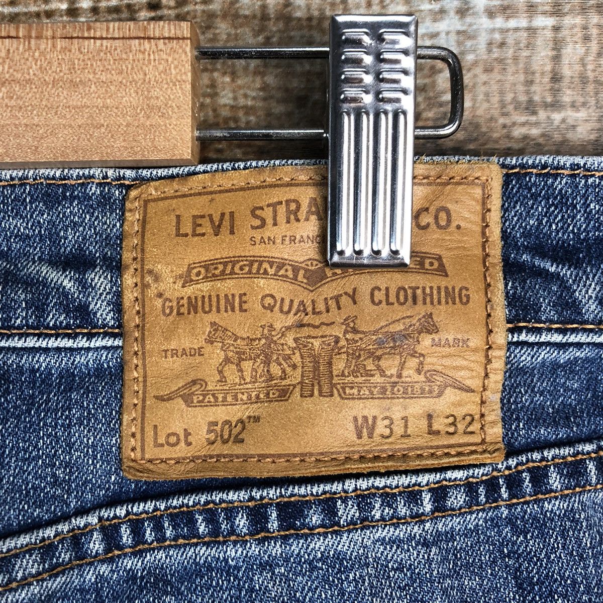 Levi's DLL Levis 502 big E faded Blue Denim Pants #C248 Size US 31 - 15 Thumbnail