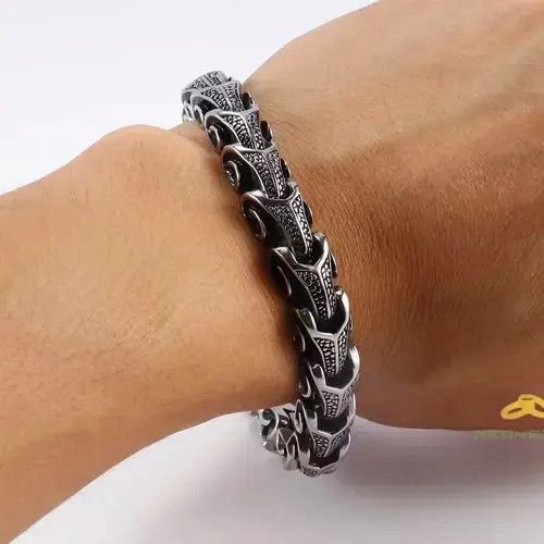 Jewelry 21cm 316L Retro Stainless Steel Bracelet Size ONE SIZE - 1 Thumbnail