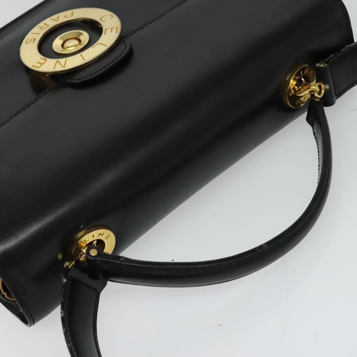 Celine CELINE Hand Bag Leather Black Gold Size ONE SIZE - 6 Thumbnail