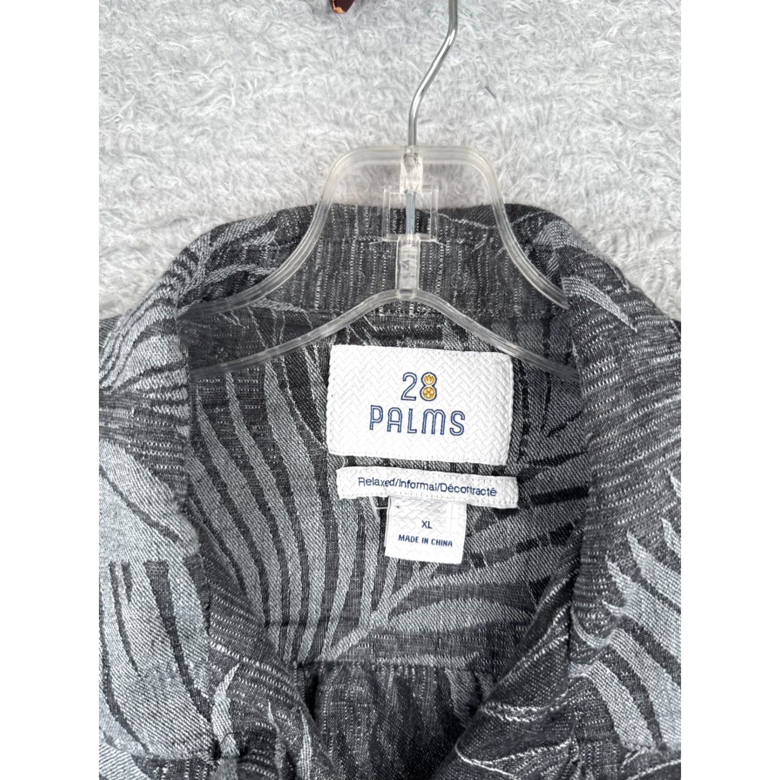 Vintage 28 Palms Shirt Men XL Gray Palm Leaf Hawaiian Button Up Silk Blend Linen Size US XL / EU 56 / 4 - 7 Thumbnail