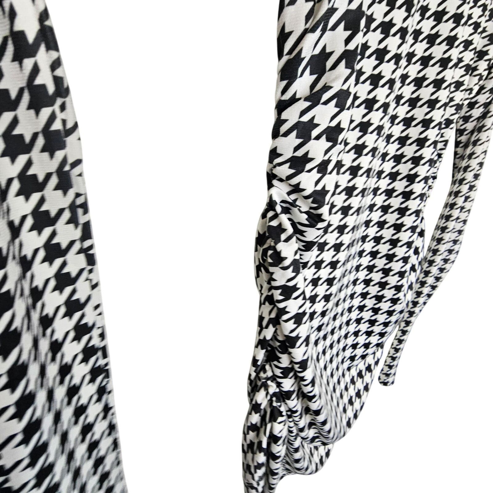 Boston Proper Boston Proper Blouse Turtleneck Black White Houndstooth XXS Size XXS / US 00 / IT 34 - 4 Thumbnail