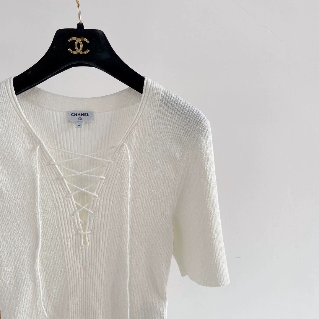 Chanel Chanel white knit tee 34 Size XS / US 0-2 / IT 36-38 - 4 Thumbnail