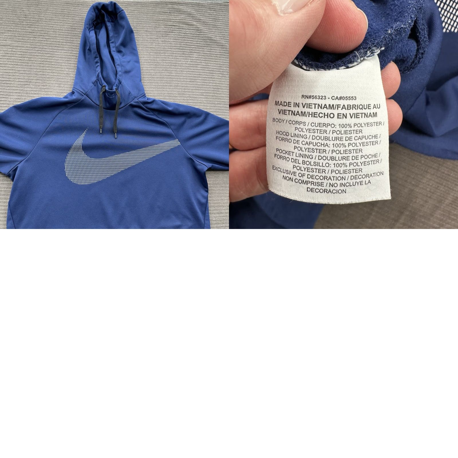 Nike Nike Hoodie Men XL Blue Polyester Long Sleeve Gym Training Outdoors Size US XL / EU 56 / 4 - 8 Thumbnail