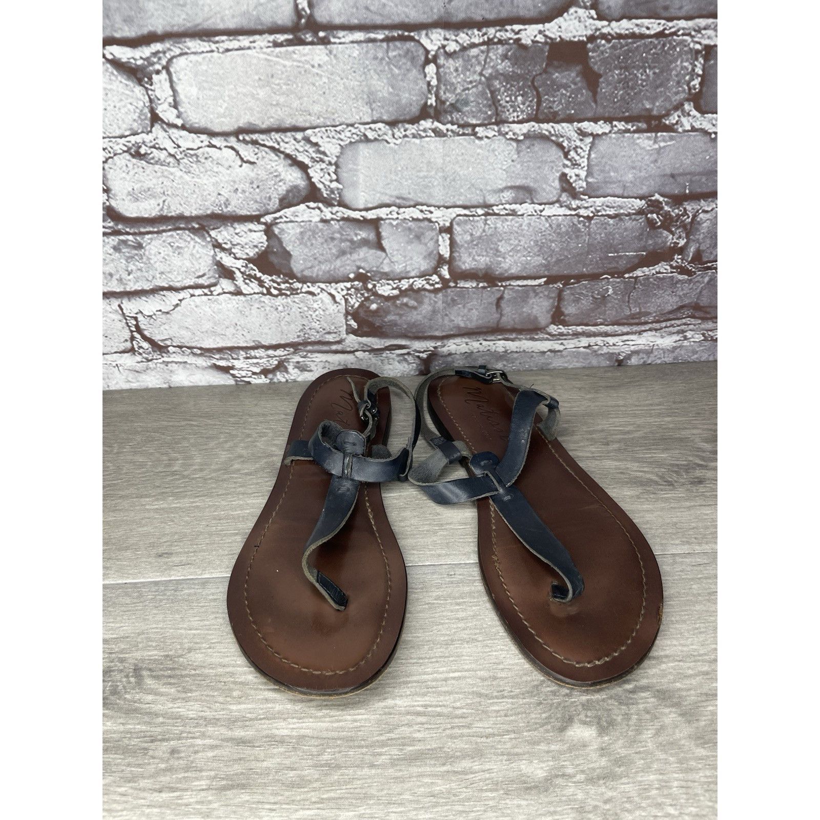 Matiere Studio Matisse Blue Leather Thong Strap Flat Sandals Women Sz 10M U Size US 10 / IT 40 - 17 Thumbnail