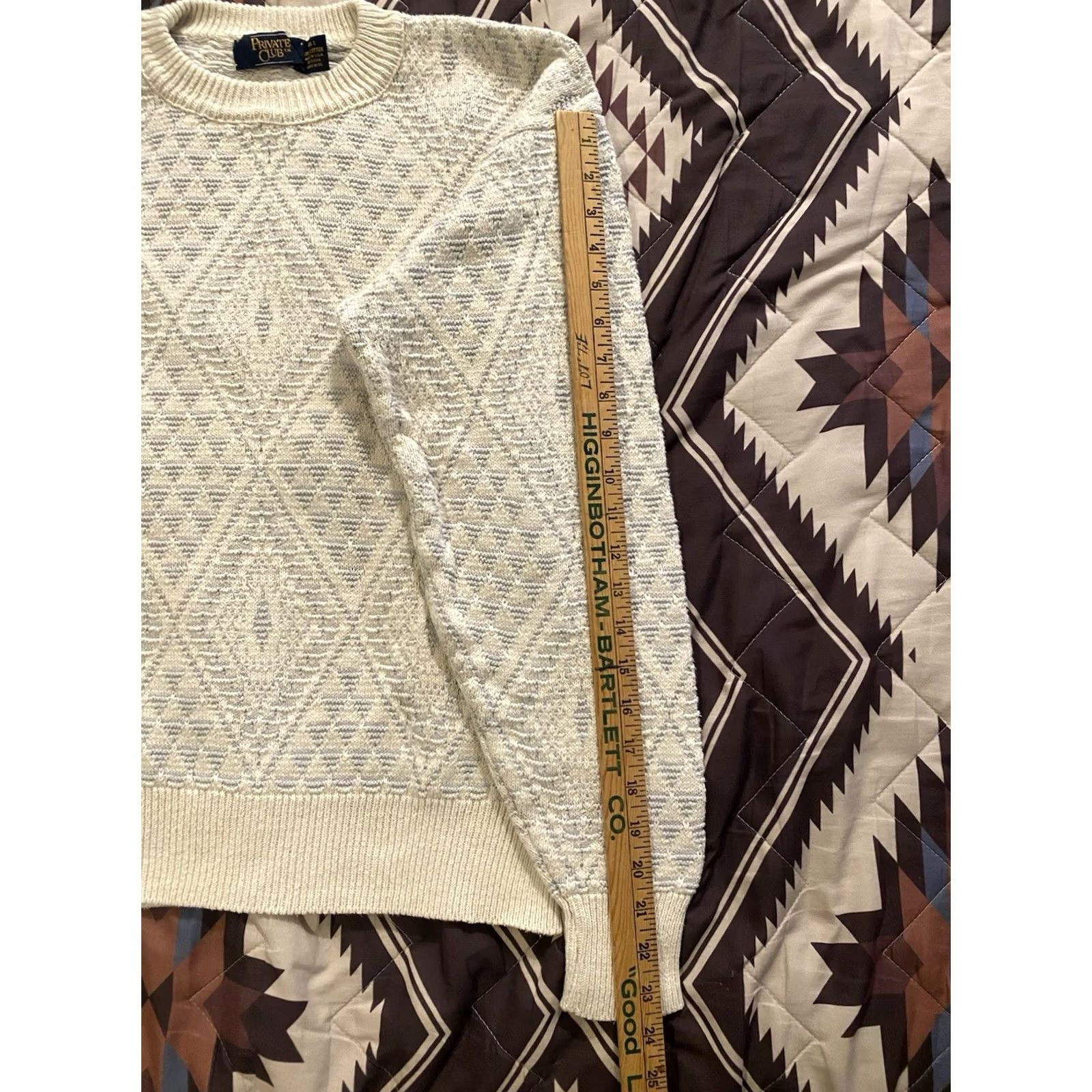 Vintage VINTAGE Private Club 100% Cotton Chunky-Knit Sweater Mens Size L Crew Neck Long Sleeve Ivory Geometric 90s USA Pullover Classic Warmth Size US L / EU 52-54 / 3 - 5 Thumbnail