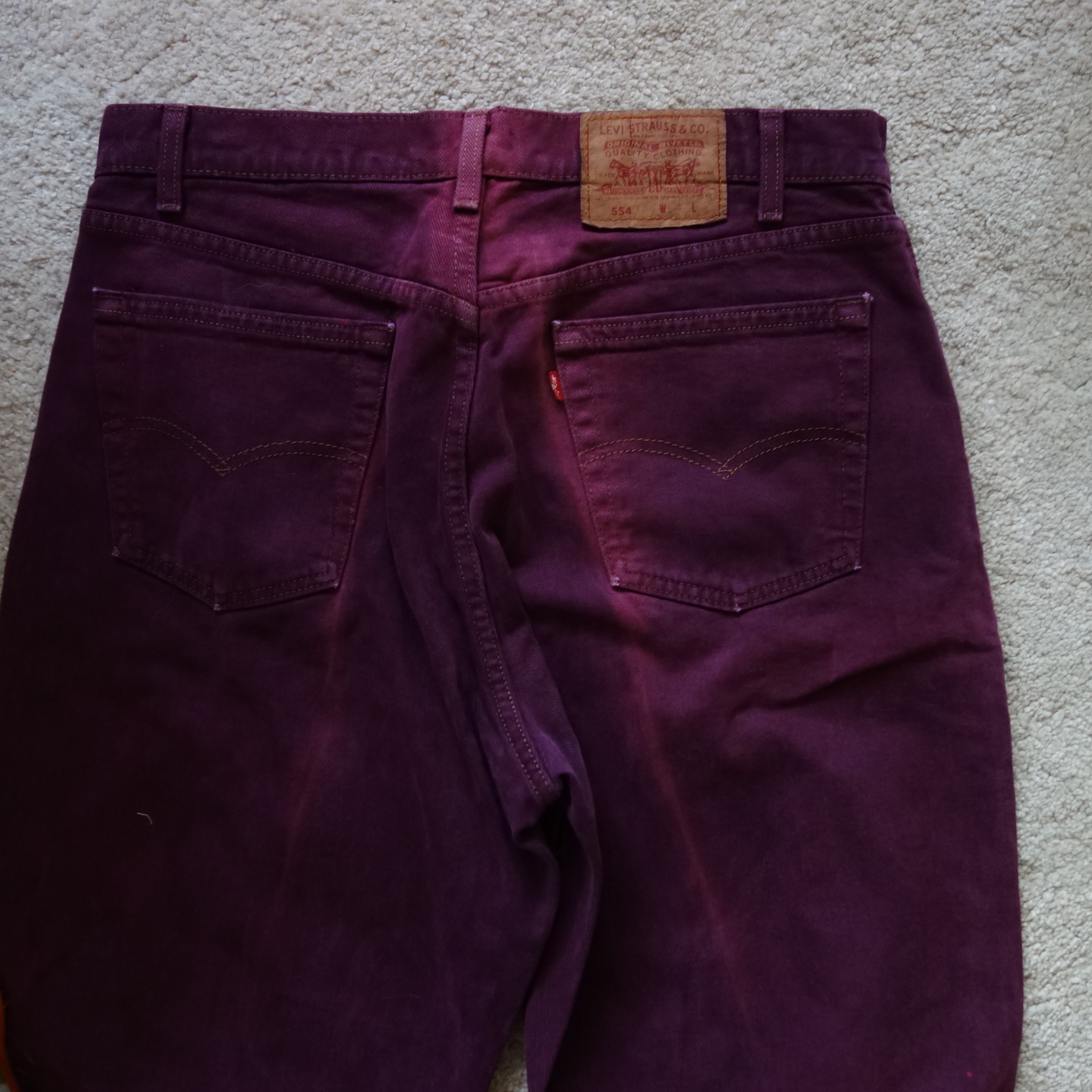 Levi's × Levi's Vintage Clothing × Vintage vintage 90s LEVI's 554 usa made Burgundy Over-dyed Jeans Size US 35 - 8 Thumbnail