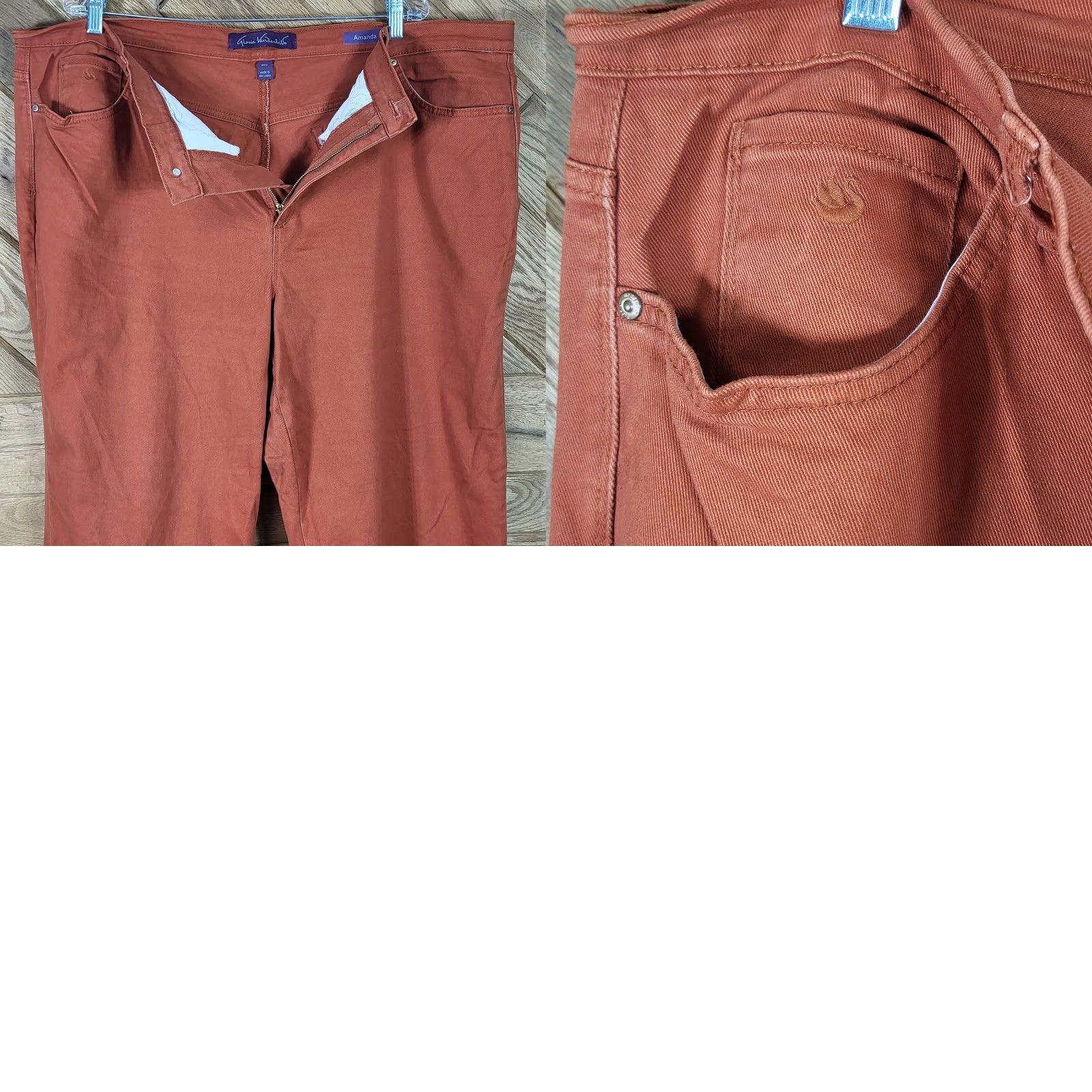 Gloria Vanderbilt Gloria Vanderbilt Amanda Womens Plus Size 24W Rust Orange Stretch Jeans Pants Denim Long Inseam 29” Straight Size 42" / US 20 - 9 Thumbnail