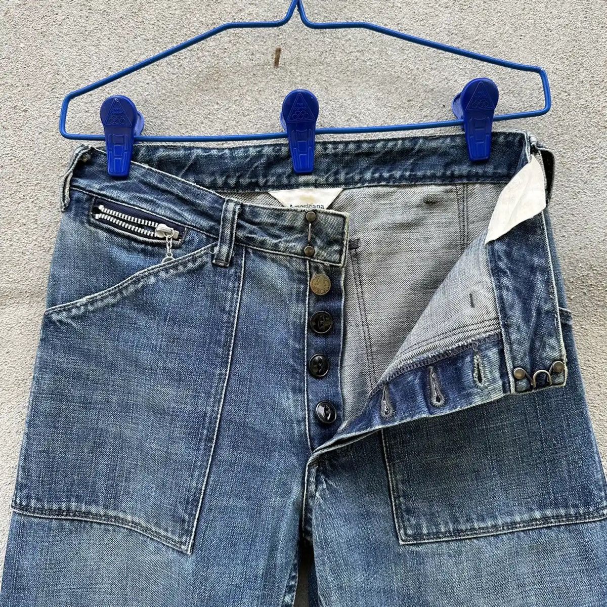 American Apparel SICKS 💥AMERICANA JEANS VINTAGE DENIM BLUE WASH BAKER PANTS Size US 27 - 7 Thumbnail