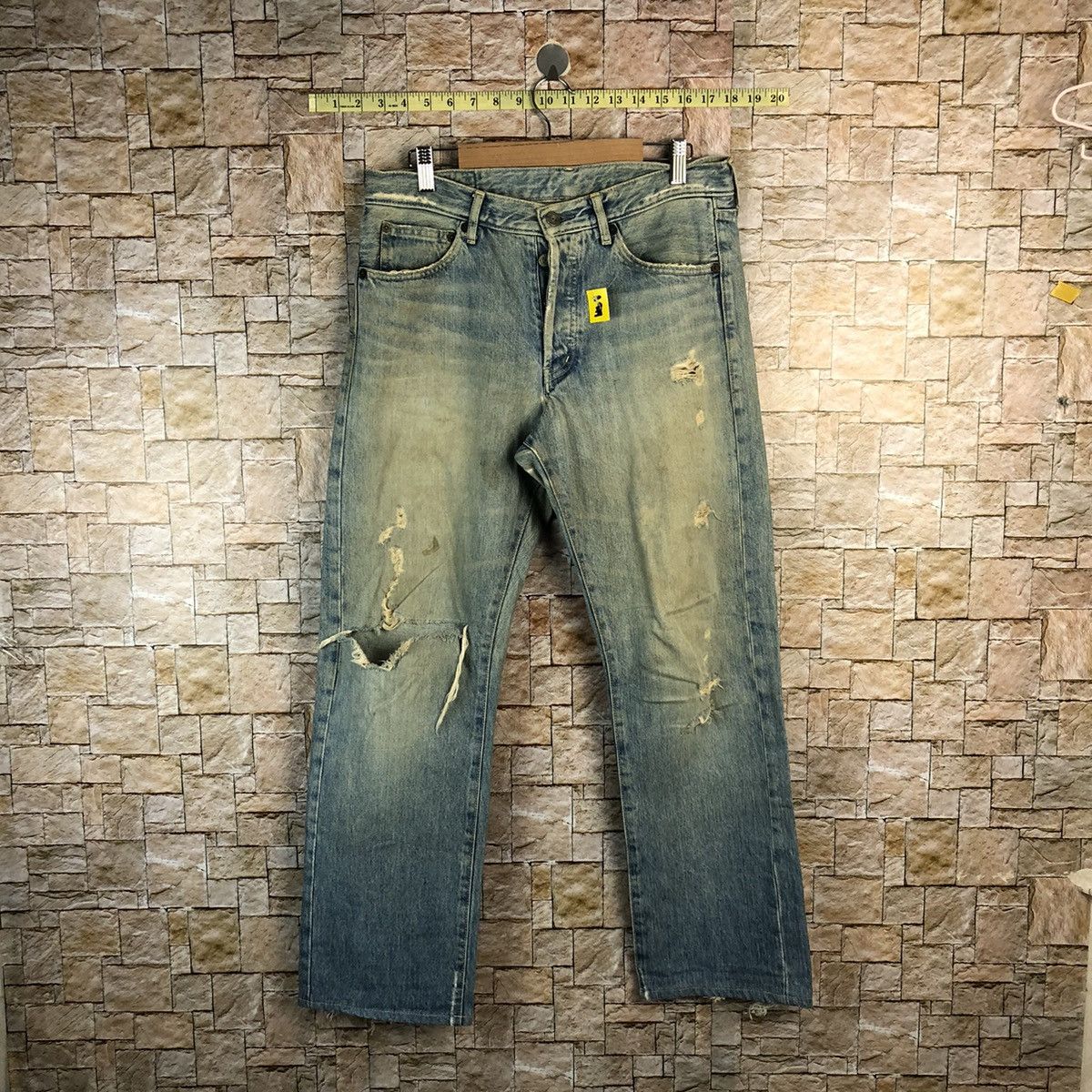 Japanese Brand Japan vintage Blue ripped Distressed Denim Pants #A949 Size US 31 - 1 Thumbnail