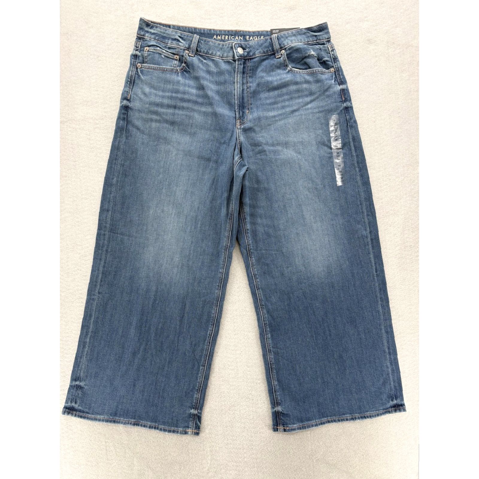 American Eagle Outfitters American Eagle Jeans 16 Short Blue Low-Rise Baggy Wide Leg Stretch Dreamy Womens Size 38" / US 16 / IT 52 - 2 Thumbnail