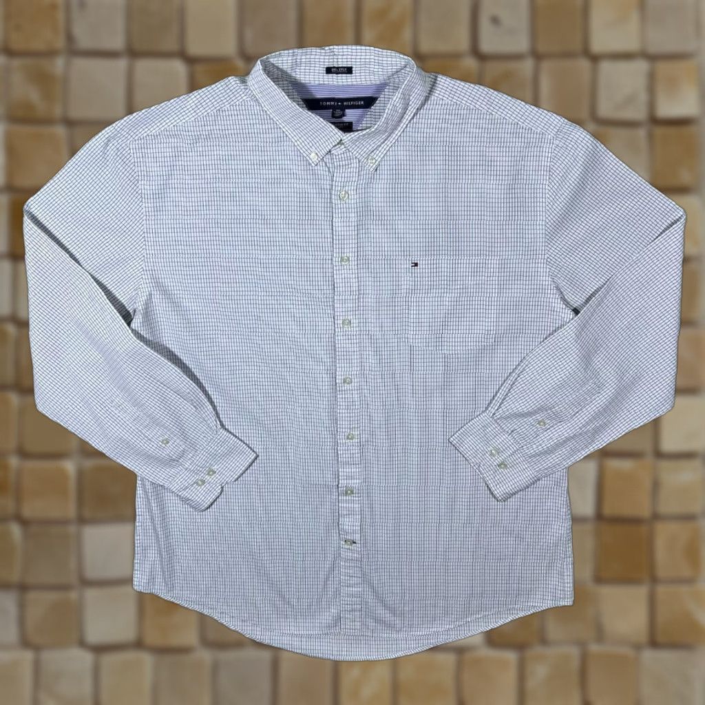 Tommy Hilfiger Tommy Hilfiger 80's 2 Ply Custom Fit Grid Check Long Sleeve Button-Up Shirt XXL Size US XXL / EU 58 / 5 - 1 Thumbnail