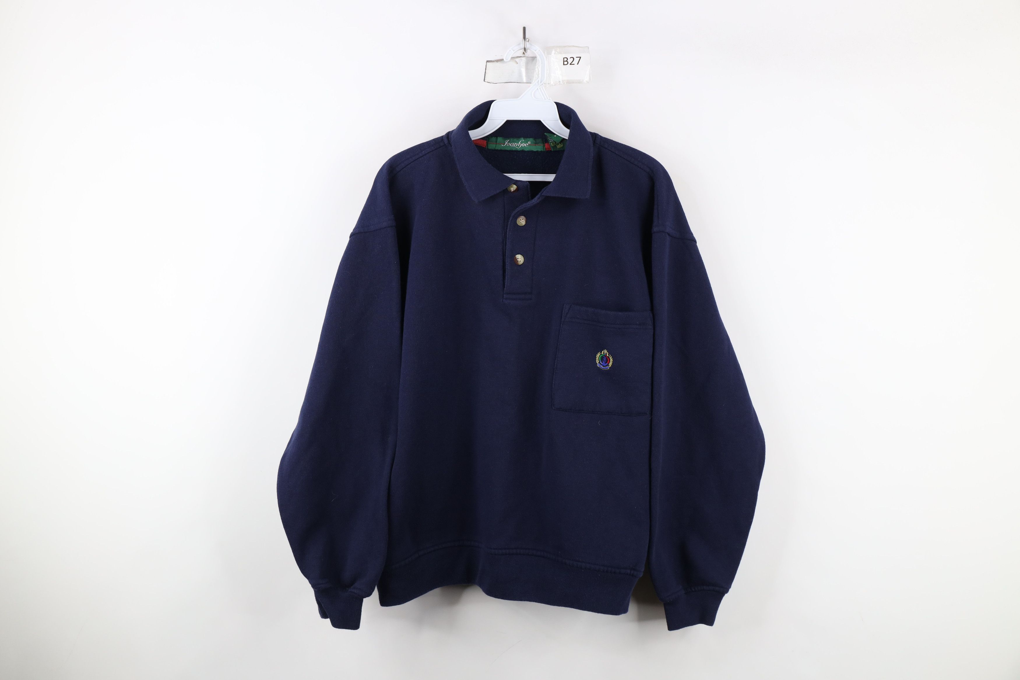 Vintage Vintage 90s Streetwear Pullover Sweatshirt Navy Blue Size US L / EU 52-54 / 3 - 1 Thumbnail